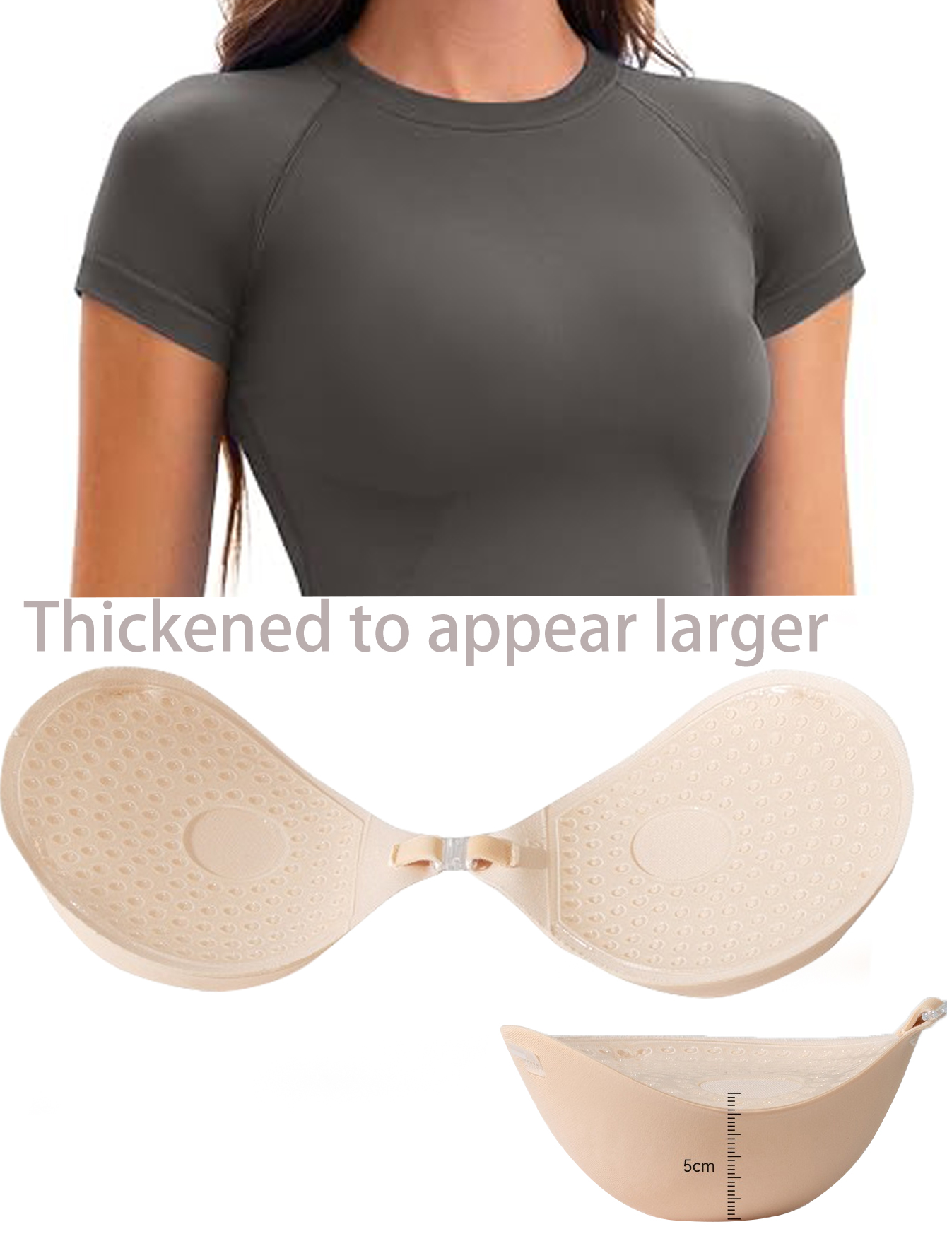Push Up Bra Silicone - 5CM Verdickter Brustaufkleber Unsichtbarer Silikon-BH Schultergurt